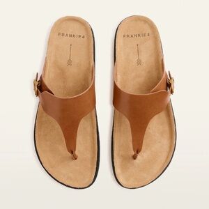 Frankie4 Farrow Tan T-Strap Thong Sandals Brown Leather Size 6